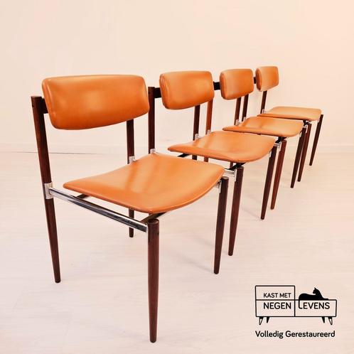 4x eetkamerstoelen vintage Deens design, mid-century 1960s, Huis en Inrichting, Stoelen, Zo goed als nieuw, Vier, Hout, Overige kleuren