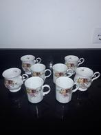 8 Engelse chique mokken rood/rose/geel roosje, Verzenden