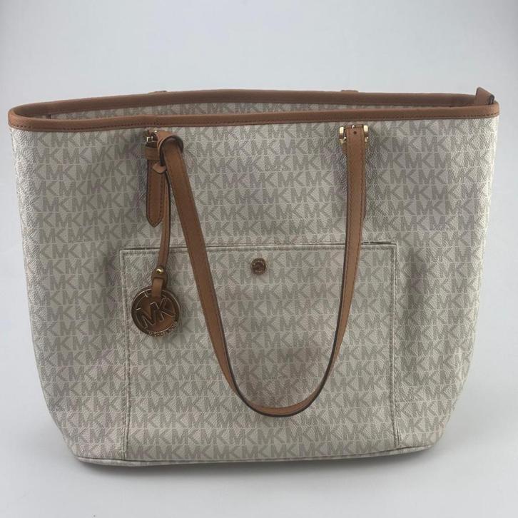 Michael Kors Jet Set Item Ew Tz Tote Vanilla/Acrn Dames Tas, Sieraden, Tassen en Uiterlijk, Tassen | Damestassen, Zo goed als nieuw