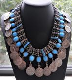 Afghaanse tribale hand gemaakte Turquoise steentjes ketting, Sieraden, Tassen en Uiterlijk, Overige materialen, Verstelbaar, Ophalen of Verzenden