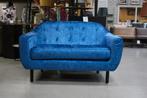 Chique tweepersoons bank velvet velours koningsblauw, Ophalen, Zo goed als nieuw, Stof, 75 tot 100 cm