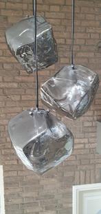 Unieke 'kubus' hanglamp grijs glas, Ophalen, Zo goed als nieuw, Glas