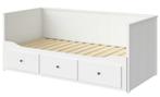 HEMNES Bedbank met 3 lades/2 matrassen, wit/Ågotnes stevig, Huis en Inrichting, Slaapkamer | Bedden, Ophalen, 90 cm, Tweepersoons