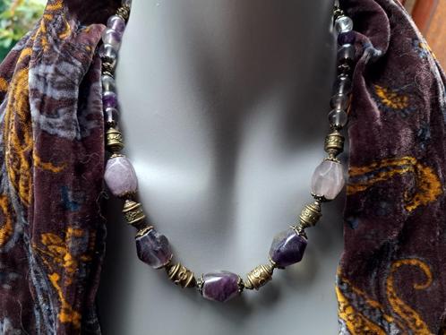019 Massieve edelsteenketting Fluoriet - 55 cm, Sieraden, Tassen en Uiterlijk, Kettingen, Nieuw, Steen of Mineraal, Overige kleuren