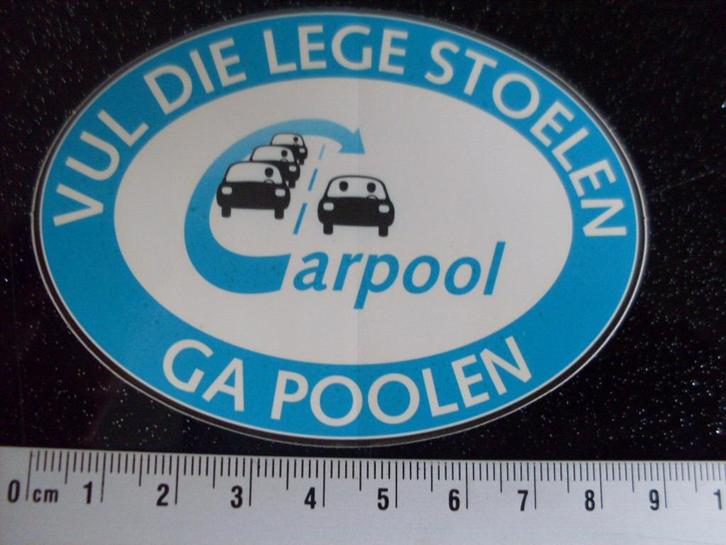 sticker Carpool logo vul die lege stoelen ga poolen, Verzamelen, Stickers, Zo goed als nieuw, Auto of Motor, Verzenden