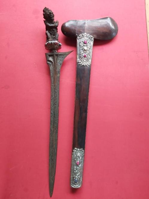 Antieke Keris Bali Batun Poh Zilver Untu Walang Kris KTA30, Antiek en Kunst, Kunst | Niet-Westerse kunst, Verzenden