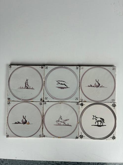 6 stuks mooie “Springertjes” in paars, Antiek en Kunst, Antiek | Wandborden en Tegels, Ophalen of Verzenden