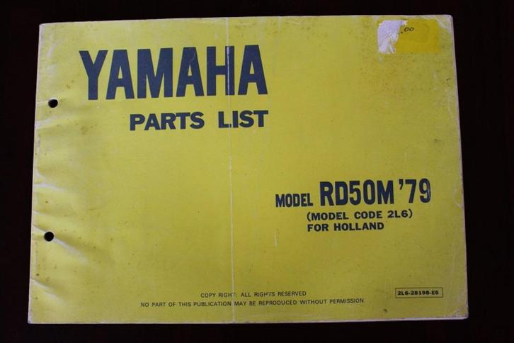 Yamaha RD50M 1979 parts list RD 50 M onderdelen boek, Motoren, Handleidingen en Instructieboekjes, Yamaha, Ophalen of Verzenden