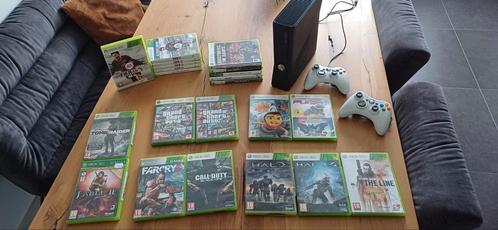 XBOX 360 slim, Spelcomputers en Games, Spelcomputers | Xbox 360, Gebruikt, 250 GB, 360 S, Met 1 controller, Ophalen of Verzenden