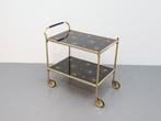 Vintage trolley messing glas, Huis en Inrichting, Tafels | Bijzettafels, Ophalen, ., Vintage, 55 tot 75 cm