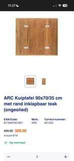 ARC Kuiptafel 90x70/35 cm met rand inklapbaar teak, Watersport en Boten, Accessoires en Onderhoud, Ophalen of Verzenden, Nieuw