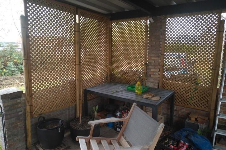 6x Almeria grenen houten schermen schutingen 180x90cm+palen, Tuin en Terras, Tuinschermen, Gebruikt, Hout, 150 tot 200 cm, Minder dan 100 cm