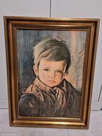 Reproduktie olieverf schilderij "huilende jongen", Antiek en Kunst, Ophalen of Verzenden