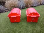 3 Rode Schatkisten voor kinderspeelgoed/verkleedkleding, Ophalen, Kunststof, Gebruikt, 40 liter of meer