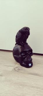 Mooi beeld van schedel met kraai kleur obsidiaan, Nieuw, Ophalen of Verzenden