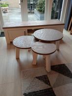 Lizzano Bijzettafels - Set van 3 Ronde Tafels, Huis en Inrichting, Minder dan 55 cm, Rond, Hout, Ophalen