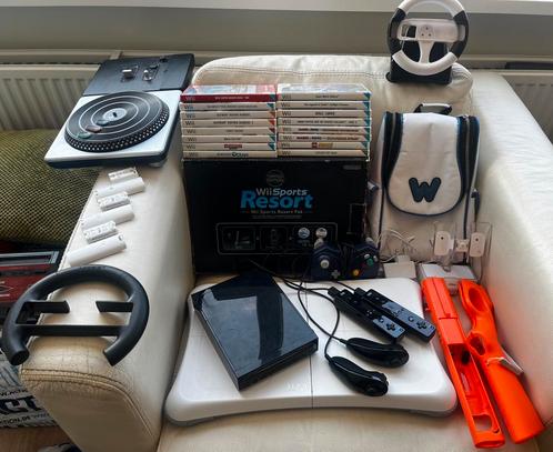 Nintendo Wii compleet LE Black games en toebehoren, Spelcomputers en Games, Spelcomputers | Nintendo Wii, Zo goed als nieuw, Met 2 controllers