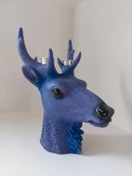 Paars met blauwe kaarsenhouder hert (ook leuk met kerst), Ophalen of Verzenden, Zo goed als nieuw, Overige materialen, Kandelaar