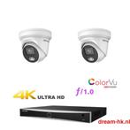 4MP ColorVu Hikvision IP PoE set/NVR+2x ColorVu camera, Ophalen of Verzenden, Nieuw, Buitencamera