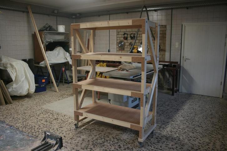 Houten transportkar - magazijnwagens – magazijnstelling, Doe-het-zelf en Verbouw, Transportwagens, Nieuw, Transportkar, Ophalen of Verzenden