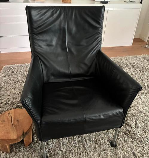 Montis Charly zwart leer, Huis en Inrichting, Fauteuils, Gebruikt, Leer, 50 tot 75 cm, Minder dan 75 cm, Ophalen