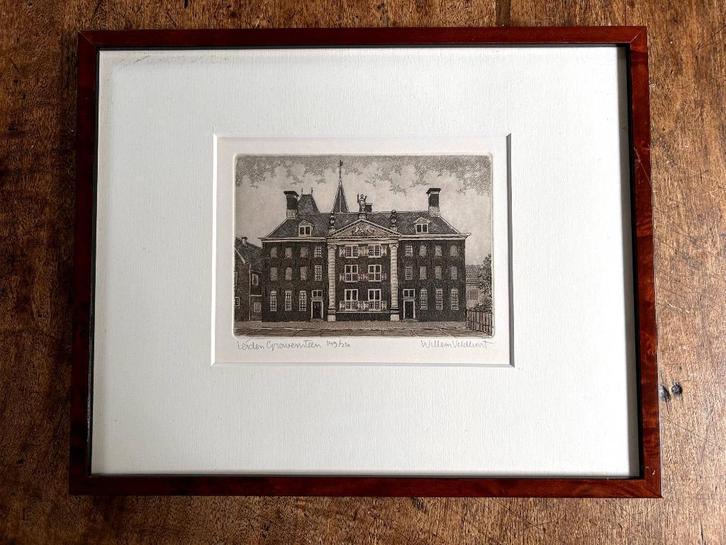 Mooie antieke prent van het beroemde Gravensteen in Leiden, Antiek en Kunst, Antiek | Religie, Ophalen