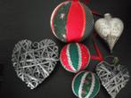Rieten Hartjes Stoffen Handgemaakte Kerstballen enz, Diversen, Kerst, Ophalen of Verzenden, Gebruikt