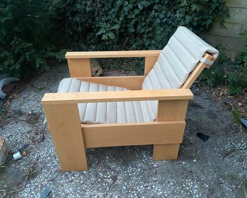 Beuken kratstoel Rietveld by Rietveld, Huis en Inrichting, Stoelen, Zo goed als nieuw, Eén, Bruin, Ophalen of Verzenden