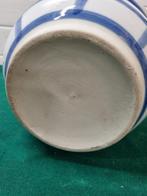 Bloempot wit met blauwe strepen, Ophalen of Verzenden