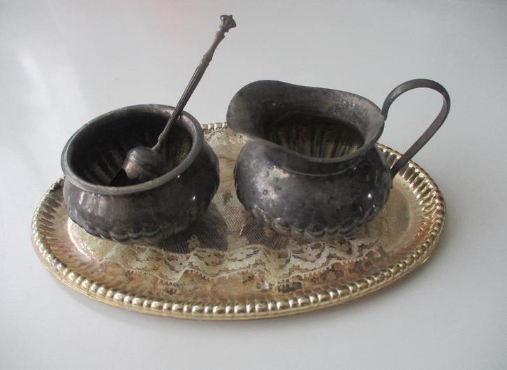 Koffiestel, zilver of verzilverd, Antiek en Kunst, Curiosa en Brocante, Verzenden