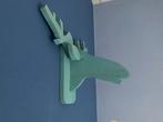 Grote houten eland kop turquoise wanddecoratie, Ophalen, Gebruikt, Wanddecoratie