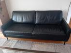 Zwart lederen 3 zits bank, Ophalen, Modern klassiek, Driepersoons, Zo goed als nieuw