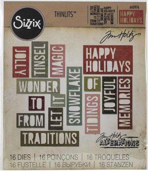 Sizzix Tim Holtz Thinlits Holiday Words 2 Block #660976, Hobby en Vrije tijd, Scrapbooking, Nieuw, Overige merken, Verzenden