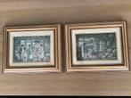 Anton Pieck 3 D schilderijen twee stuks met luxe lijst glas, Ophalen