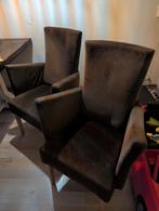 gratis bruine eetkamer stoelen bruin stof, Huis en Inrichting, Stoelen, Ophalen, Gebruikt