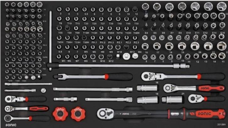 SONIC inlay 1/4" + 3/8" SFS-L 212-dlg voor gereedschapswagen, Auto diversen, Autogereedschap, Nieuw, Ophalen of Verzenden
