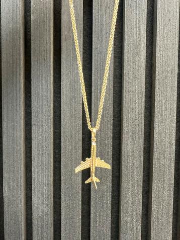 14k Gouden Vossenstaart Ketting met Vliegtuig beschikbaar voor biedingen