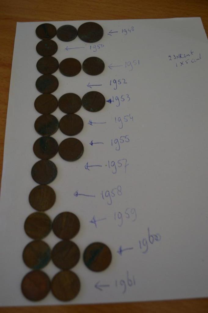 23 oude koperen centen en 1 stuiver vanaf1948, Postzegels en Munten, Munten | Nederland, Losse munt, 1 cent, Koningin Juliana