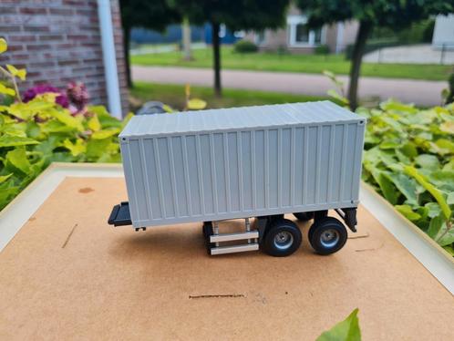 1:50 Kleine trailer met container TEKNO, Hobby en Vrije tijd, Modelauto's | 1:50, Gebruikt, Bus of Vrachtwagen, Tekno, Ophalen of Verzenden