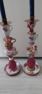 2 aparte kandelaars, Huis en Inrichting, Woonaccessoires | Kandelaars en Kaarsen, Ophalen, Overige materialen, Wit, Zo goed als nieuw