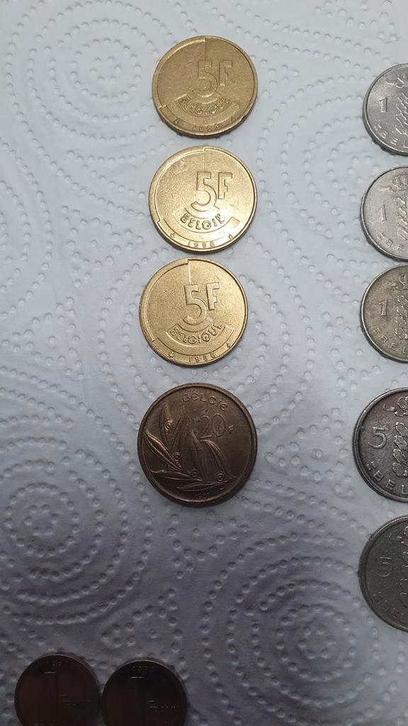 Diverse Belgische munten - 1, 5, 20 frank, Postzegels en Munten, Munten | België, Losse munt, Metaal, Ophalen of Verzenden