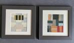Twee moderne abstracte kleine schilderijen, Ophalen of Verzenden, Zo goed als nieuw, Hout, Minder dan 50 cm