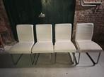 4 eetkamerstoelen wit, Huis en Inrichting, Stoelen, Ophalen, Gebruikt, Wit, Metaal