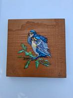 Wandbord 2 pimpelmezen emaille op hout, Ophalen of Verzenden