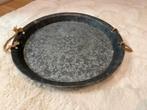 Prachtig dienblad grijs met touw, Ophalen of Verzenden, Zo goed als nieuw, Rond, Metaal