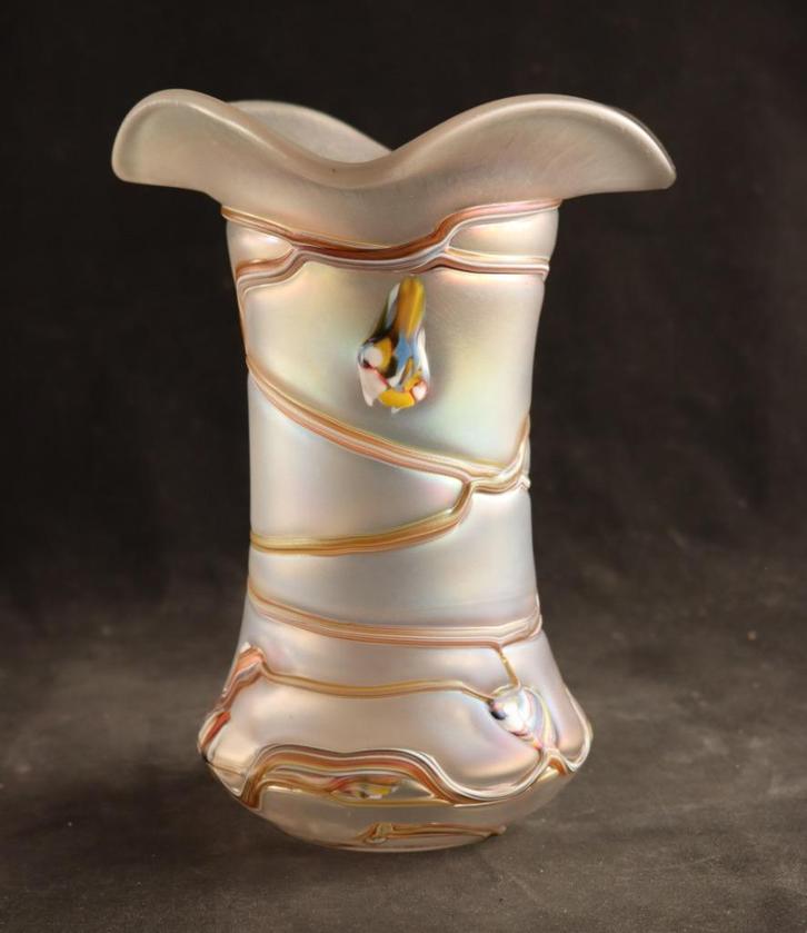 Prachtige iriserende Jugendstil vaas, Antiek en Kunst, Antiek | Glas en Kristal, Ophalen of Verzenden
