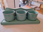 Oud emaille zand zeep soda setje (mint) groen, Antiek en Kunst, Curiosa en Brocante, Ophalen of Verzenden