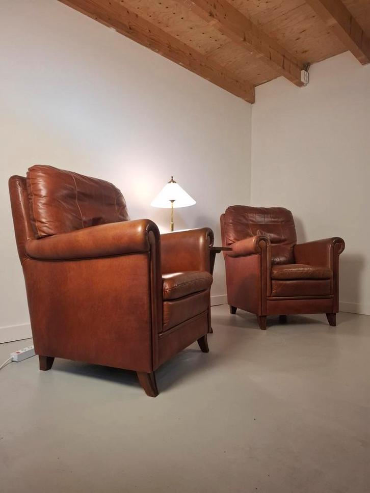 2x vintage Poltrona Frau Fauteuils leren fauteuils, Huis en Inrichting, Fauteuils, Gebruikt, Leer, 50 tot 75 cm, 75 tot 100 cm