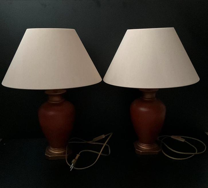 Twee prachtige tafellampen incl lamenkap, Huis en Inrichting, Lampen | Tafellampen, Zo goed als nieuw, Minder dan 50 cm, Overige materialen