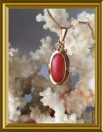 Mooie oude gouden hanger met bloedkoraal, Sieraden, Tassen en Uiterlijk, Antieke sieraden, Ophalen of Verzenden, Goud, Hanger